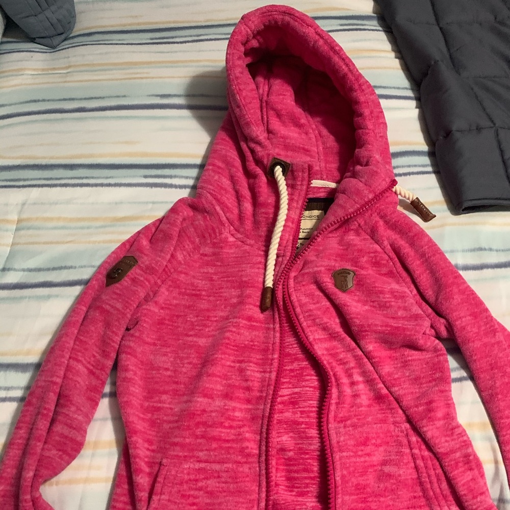 Naketano pink zip up hoodie.